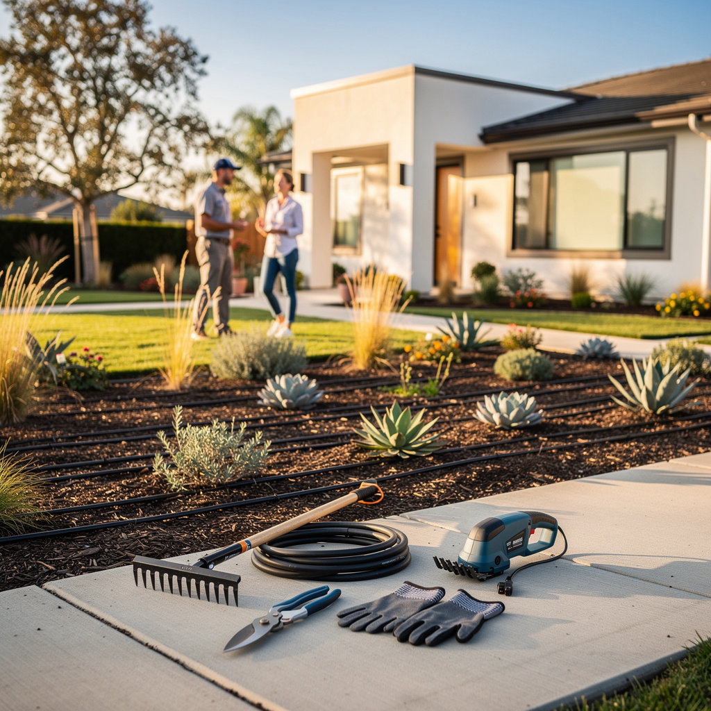 VINNY'S LANDSCAPING team demonstrating sustainable landscaping practices in Santa Maria, CA